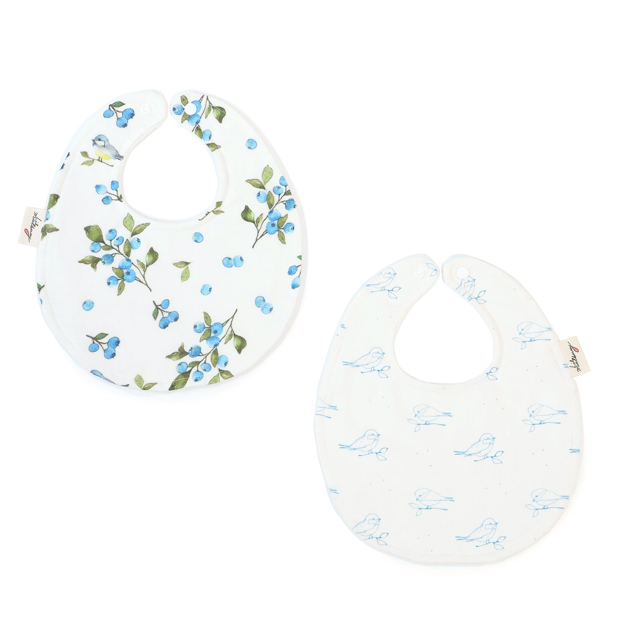 Blueberry & Bird Organic Bib Set